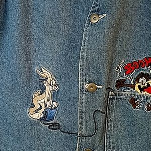 Vintage 90's Looney Tunes Bugs and Taz denim vest